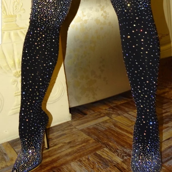 Sexy Runway Crystal Stretch Fabric Sock Boots - Picture 8 of 8